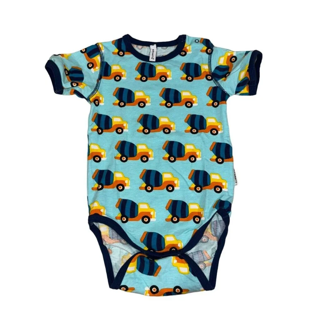 Maxomorra Organic Cotton Cement Truck Bodysuit Size 86/92 18-24 Months